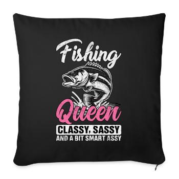 Fishing Queen cassy sassy and a bit sassy - Sofa pillowcase 17,3'' x 17,3'' (45 x 45 cm) - black - Front