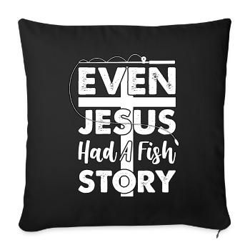 Même Jésus avait une histoire de poisson - Housse de coussin décorative 45 x 45 cm - noir - Devant
