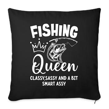 Fishing Queen Cassy frech und ein bisschen frech - Sofakissenbezug 45 x 45 cm - Schwarz - Vorne