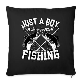 Juste un garçon qui aime la pêche - Housse de coussin décorative 45 x 45 cm - noir - Devant