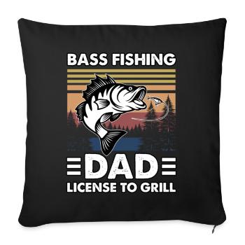 Permis de papa pêche au bar pour griller - Housse de coussin décorative 45 x 45 cm - noir - Devant