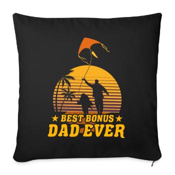 Meilleur papa bonus de tous les temps - Housse de coussin décorative 45 x 45 cm - noir - Devant