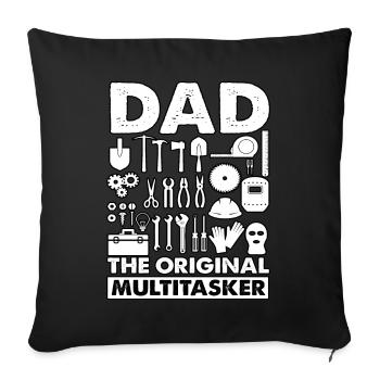 Papa, der ursprüngliche Multitasker - Sofakissenbezug 45 x 45 cm - Schwarz - Vorne