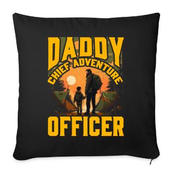 Papa Chef de l’aventure - Housse de coussin décorative 45 x 45 cm - noir - Devant