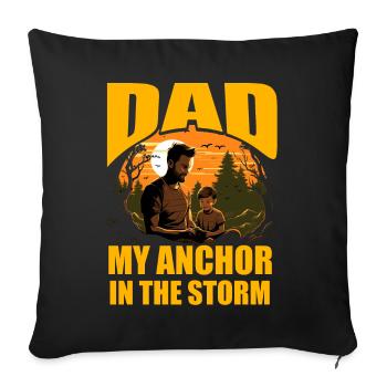 Papa mon ancre dans la tempête - Housse de coussin décorative 45 x 45 cm - noir - Devant