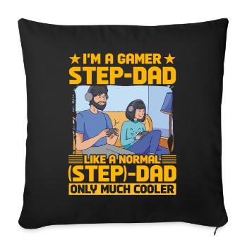 Je suis un beau-père joueur comme un beau-père normal - Housse de coussin décorative 45 x 45 cm - noir - Devant