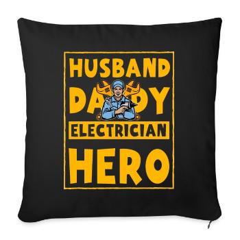 Mari Papa Électricien Héros - Housse de coussin décorative 45 x 45 cm - noir - Devant