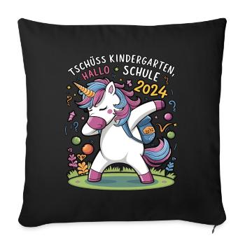 Goodbye Kindergarten Hello School 2024 Unicorn - Sofa pillowcase 17,3'' x 17,3'' (45 x 45 cm) - black - Front