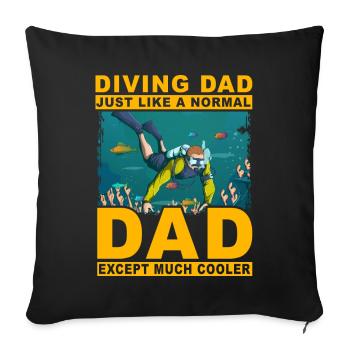 Papa plongeur comme un papa normal mais beaucoup cool - Housse de coussin décorative 45 x 45 cm - noir - Devant