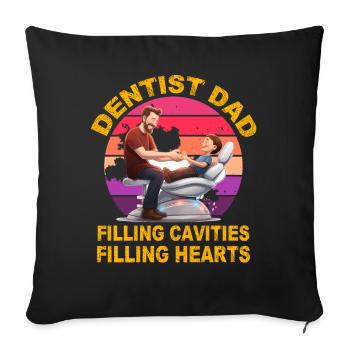 Dentist Dad filling Cavities filling Hearts - Sofa pillowcase 17,3'' x 17,3'' (45 x 45 cm) - black - Front