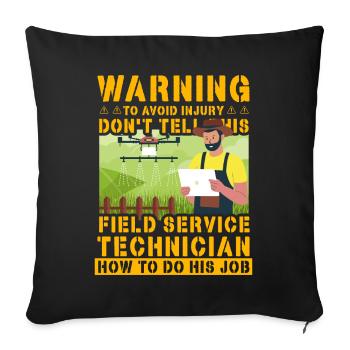 Attention pour éviter les blessuresne dites pas ce champ - Housse de coussin décorative 45 x 45 cm - noir - Devant