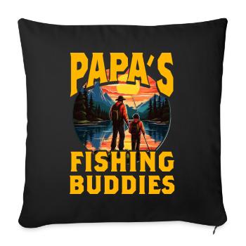 Papa's Fishing Buddies - Sofa pillowcase 17,3'' x 17,3'' (45 x 45 cm) - black - Front