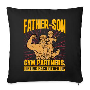 Father Son Gym Partners lifting each other up - Sofa pillowcase 17,3'' x 17,3'' (45 x 45 cm) - black - Front