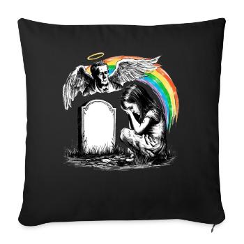 Mourning Dad Daughter Grave Angel - Sofa pillowcase 17,3'' x 17,3'' (45 x 45 cm) - black - Front