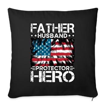 Father Husband Protector Hero - Sofa pillowcase 17,3'' x 17,3'' (45 x 45 cm) - black - Front