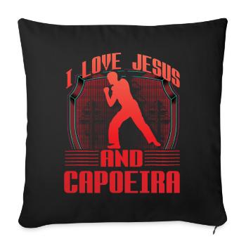 I love Jesus and Capoeira - Sofa pillowcase 17,3'' x 17,3'' (45 x 45 cm) - black - Front