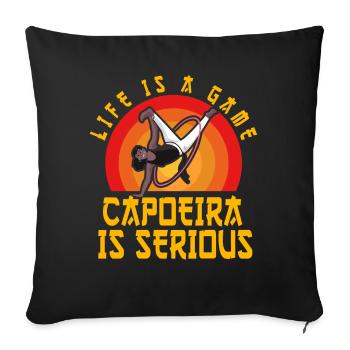 La vie est un jeu La capoeira est sérieuse - Housse de coussin décorative 45 x 45 cm - noir - Devant