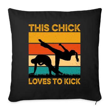 Ce poussin adore donner des coups de pied - Housse de coussin décorative 45 x 45 cm - noir - Devant