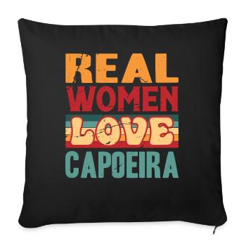 Les vraies femmes aiment la capoeira - Housse de coussin décorative 45 x 45 cm - noir - Devant