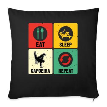 Essen Schlaf Capoeira Wiederholen - Sofakissenbezug 45 x 45 cm - Schwarz - Vorne