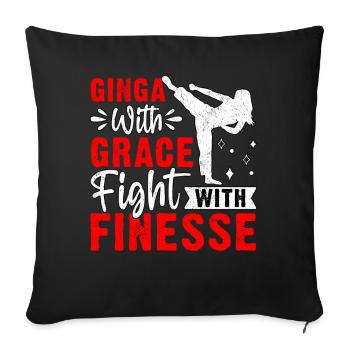 Ginga mit Anmut, Kampf mit Finesse - Sofakissenbezug 45 x 45 cm - Schwarz - Vorne