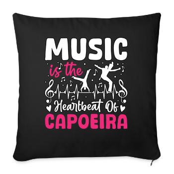 La musique est le cœur de la capoeira - Housse de coussin décorative 45 x 45 cm - noir - Devant