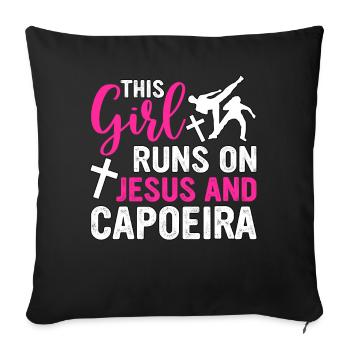 This Girl runs on Jesus and Capoeira - Sofa pillowcase 17,3'' x 17,3'' (45 x 45 cm) - black - Front