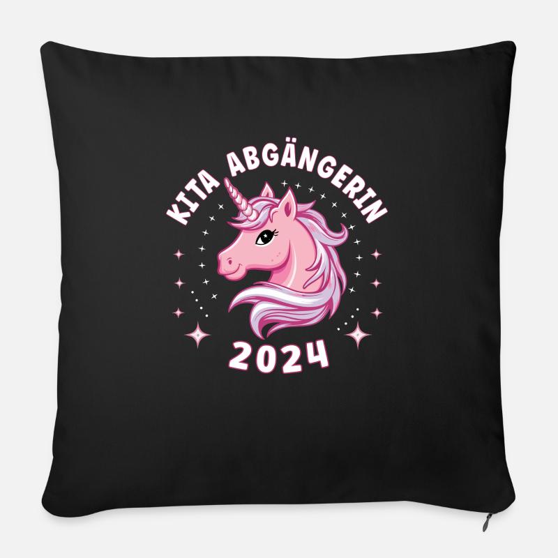 Einschulung Schulanfang Mädchen Schulkind 2024 - Sofakissenbezug 45 x 45 cm - Schwarz