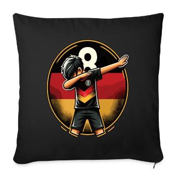 Football Garçon 8 Ans Noir Rouge Or - Housse de coussin décorative 45 x 45 cm - noir - Devant