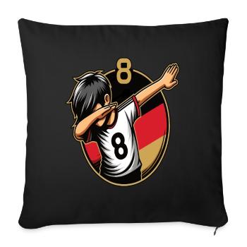 Football Garçon 8 Ans Noir Rouge Or - Housse de coussin décorative 45 x 45 cm - noir - Devant