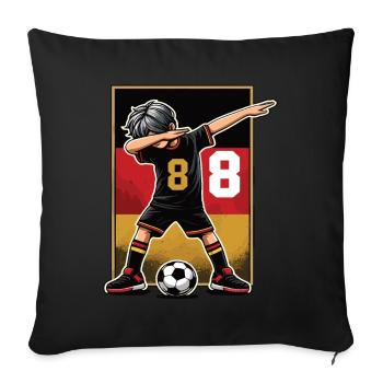 Football Garçon 8 Ans Noir Rouge Or - Housse de coussin décorative 45 x 45 cm - noir - Devant