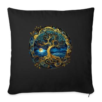 Nordic Celtic Tree Tree Of Life Tree Of Life - Sofa pillowcase 17,3'' x 17,3'' (45 x 45 cm) - black - Front