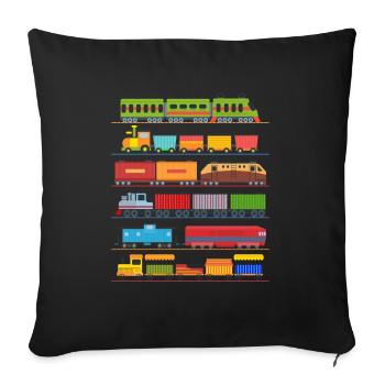 Trains Chemin de fer Locomotive Enfants Pyjama Train - Housse de coussin décorative 45 x 45 cm - noir - Devant