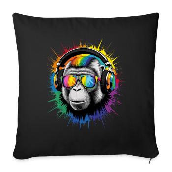 DJ Cool Fun Drôle, Coloré, Pop Art, Techno Festival - Housse de coussin décorative 45 x 45 cm - noir - Devant