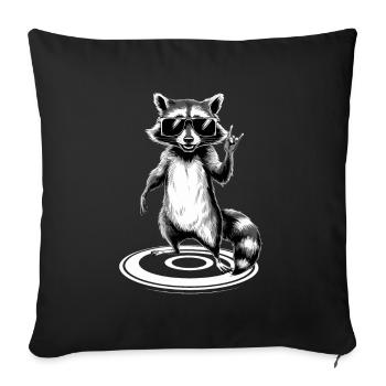 Rock On Concert Festival Music Funny Raccoon - Sofa pillowcase 17,3'' x 17,3'' (45 x 45 cm) - black - Front