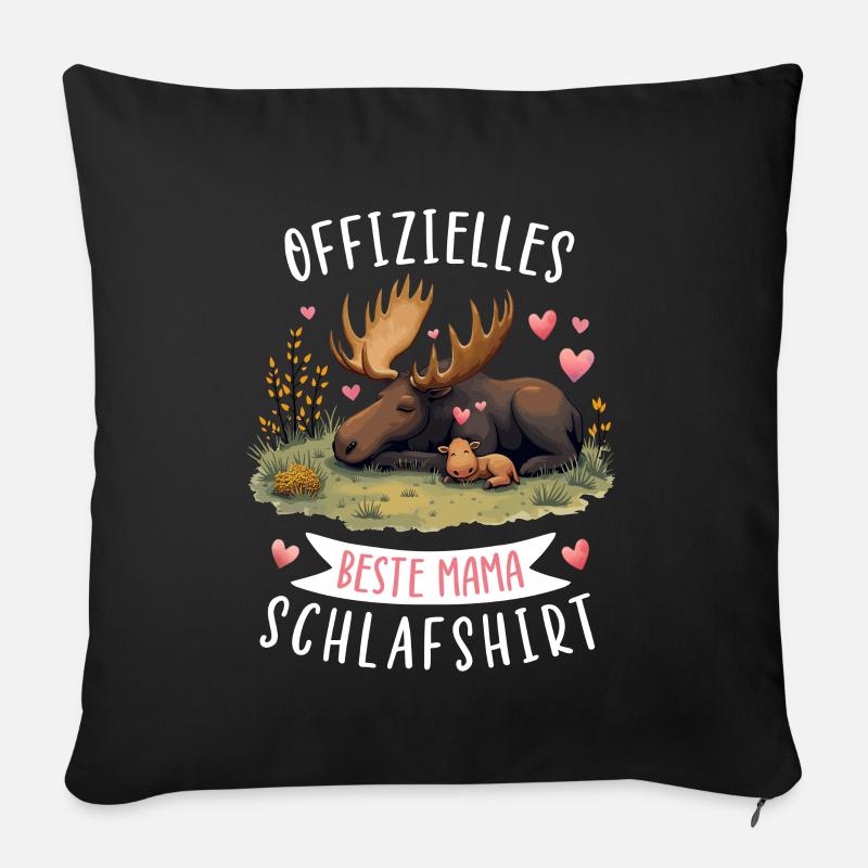 Offizielles Beste Mama Schlafshirt Elch Muttertag - Sofakissenbezug 45 x 45 cm - Schwarz