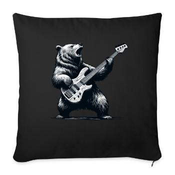 Rock Basse Guitariste Guitare Ours Festival Musique - Housse de coussin décorative 45 x 45 cm - noir - Devant