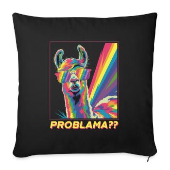Lustiges Problama Lgbtq Gay Regenbogen Lama Alpaka - Sofakissenbezug 45 x 45 cm - Schwarz - Vorne