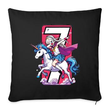 Birthday 7 Years Unicorn Dab - Sofa pillowcase 17,3'' x 17,3'' (45 x 45 cm) - black - Front