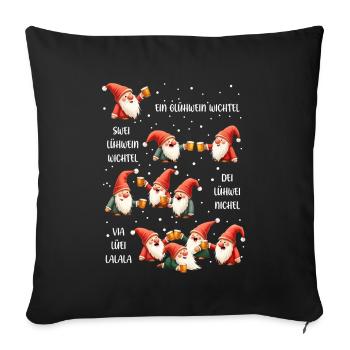 Noël Gnome Noël Tenue de fête de Noël drôle - Housse de coussin décorative 45 x 45 cm - noir - Devant