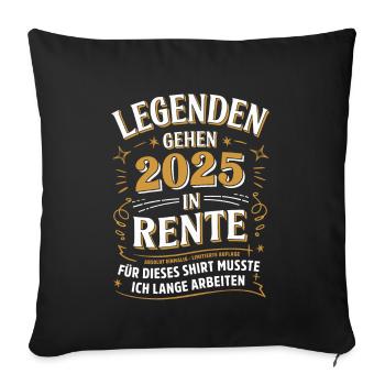 Cadeau Pension Homme Femme Pension Retraité 2025 - Housse de coussin décorative 45 x 45 cm - noir - Devant