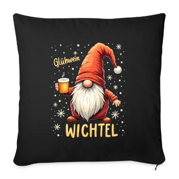 Noël Gnome Noël Tenue de fête de Noël drôle - Housse de coussin décorative 45 x 45 cm - noir - Devant