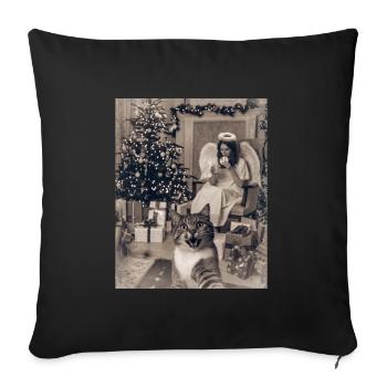Selfie Chat Fête de Noël Tenue de Noël - Housse de coussin décorative 45 x 45 cm - noir - Devant