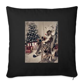 Selfie Chat Fête de Noël Tenue de Noël - Housse de coussin décorative 45 x 45 cm - noir - Devant