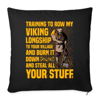 Citation viking - Housse de coussin décorative 45 x 45 cm - noir - Devant