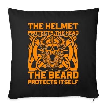 Le casque protège la tête, la barbe la protège - Housse de coussin décorative 45 x 45 cm - noir - Devant