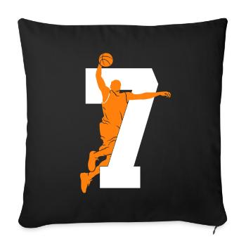 NUMMER 7 BASKETBALL 7. GEBURTSTAG - Sofakissenbezug 45 x 45 cm - Schwarz - Vorne