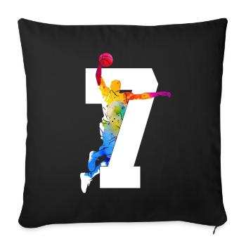 NUMMER 7 BASKETBALL 7. GEBURTSTAG - Sofakissenbezug 45 x 45 cm - Schwarz - Vorne