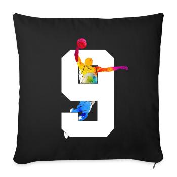 NUMMER 9 BASKETBALL 9. GEBURTSTAG - Sofakissenbezug 45 x 45 cm - Schwarz - Vorne