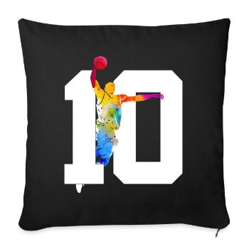 NUMMER 10 BASKETBALL 10. GEBURTSTAG - Sofakissenbezug 45 x 45 cm - Schwarz - Vorne